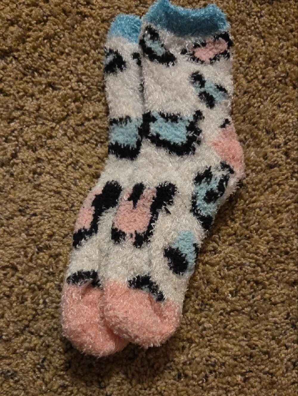Cozy Fuzzy Socks - Pastel And Grey Mix